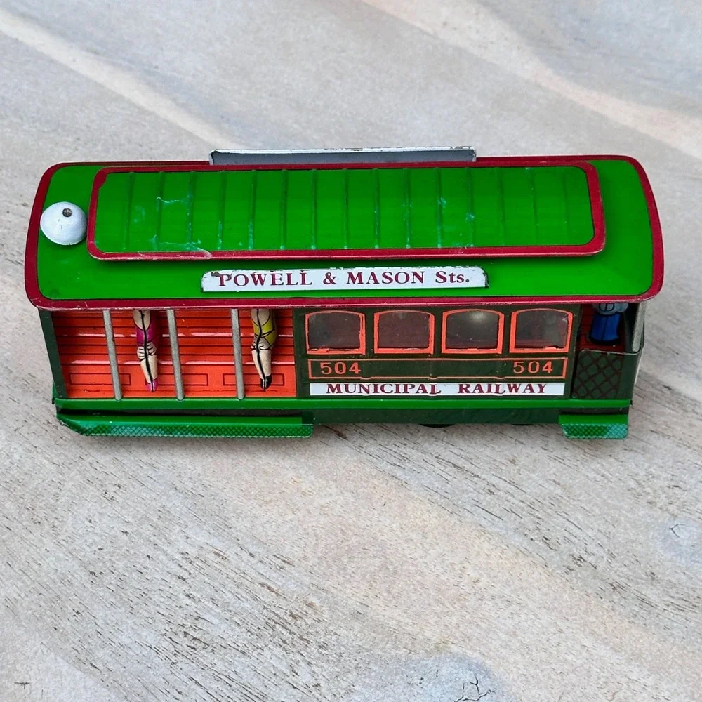 Vintage San Francisco Cable Car Tin Litho Toy Powell Mason Municipal Railway 504
